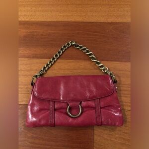 Red leather HOBO evening bag